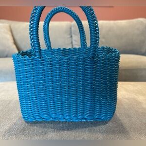 Mini Blue Woven Handbag